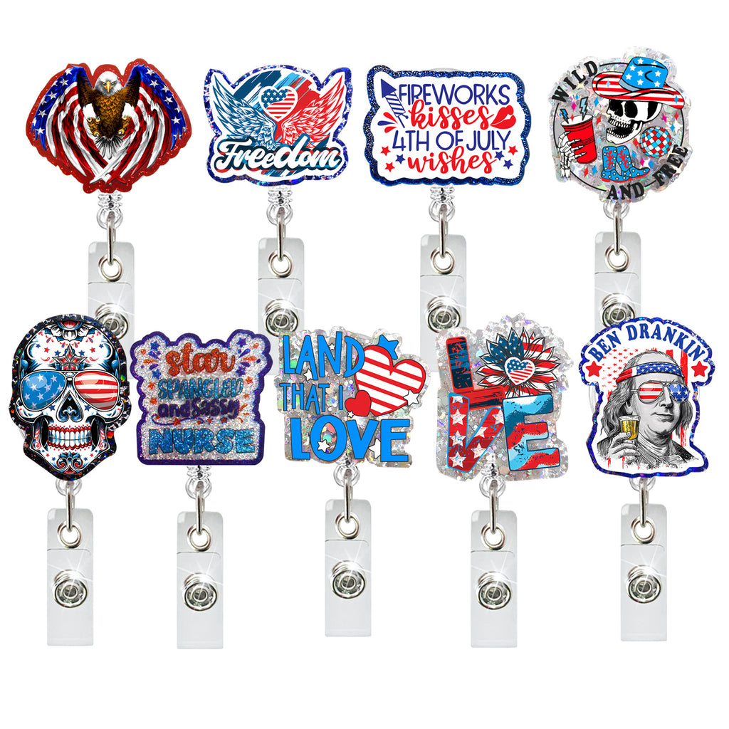 Acrylic Independence Day Badge Reel