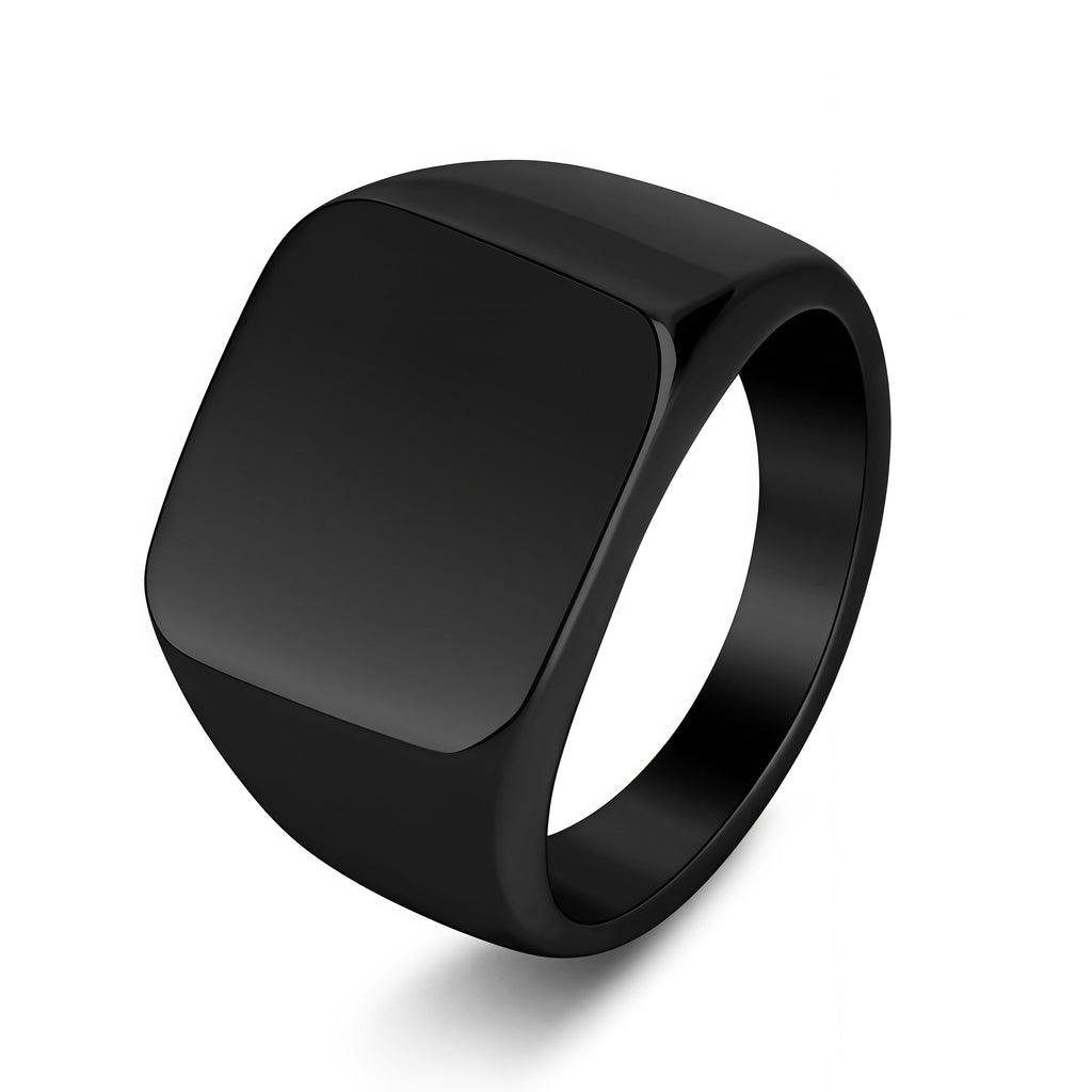 European And American Titanium Steel Square Smooth Ring Men's Fashion Personality Engraved Wrench Ring Atmospheric Jewelry Spot