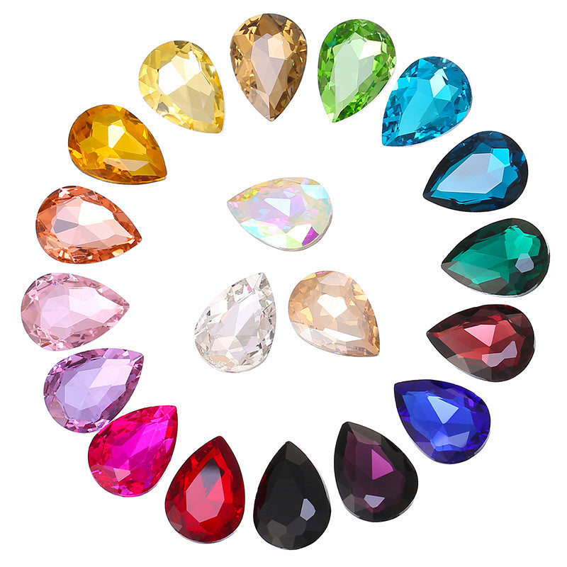 Water Drop Pointed Bottom Special Shaped Diamond Real Silver Plated Bottom Glass Rhinestone Luggage Hair Accessories Clothing Accessories Pointed Bottom Water Drop Diamond