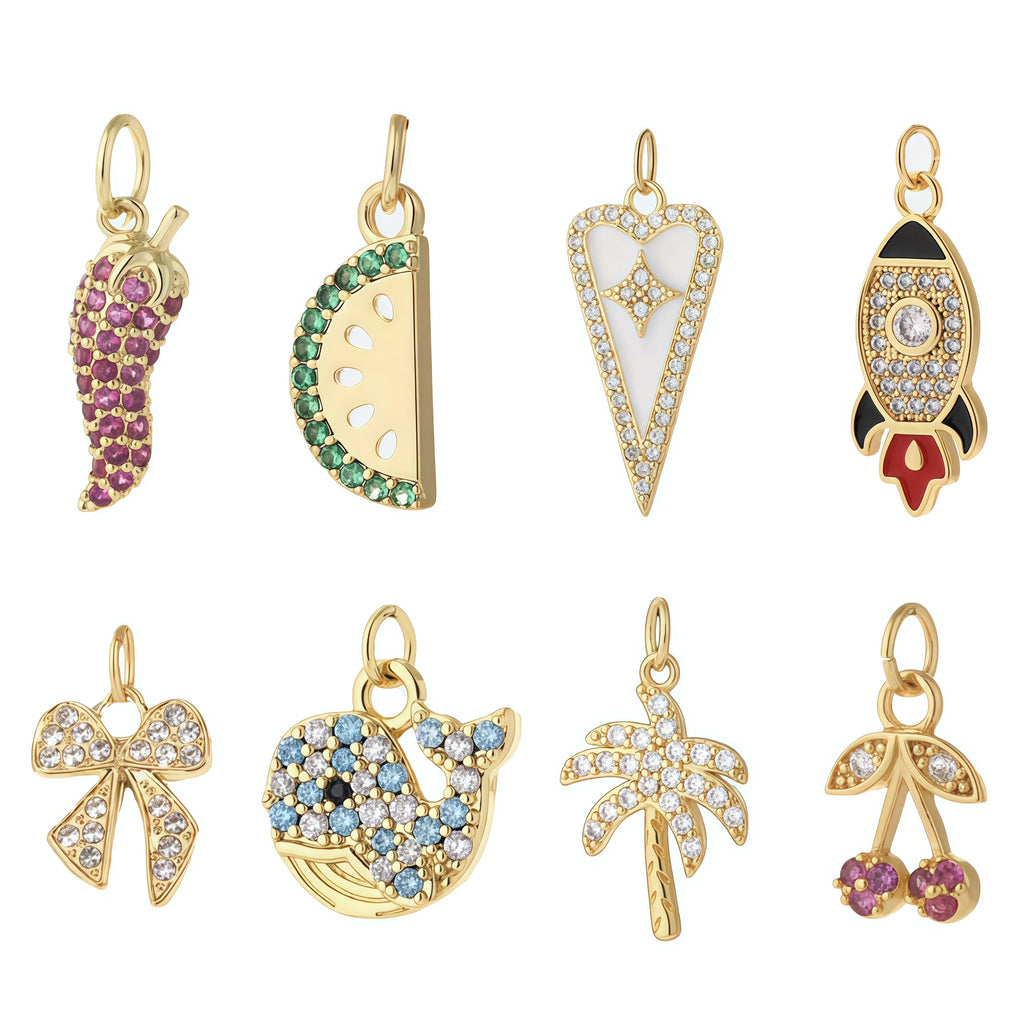 18K Gold-Plated CZ Brass Charms Animal Inspired Pendant Religious Gift for DIY Safety Pins