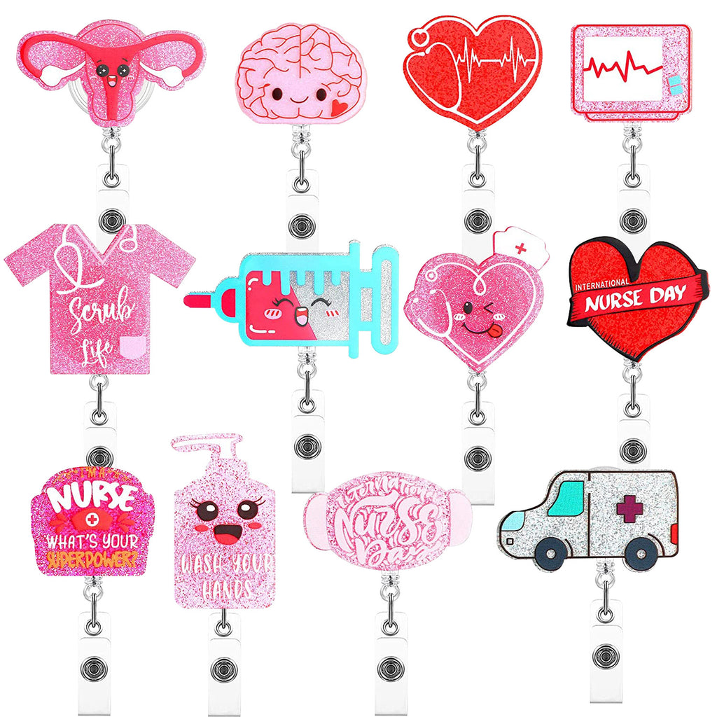 Acrylic Uterus Love Clothes Syringe Mask Easy To Pull Buckle Easy To Pull Doctor Nurse Retractable Badge Scroll