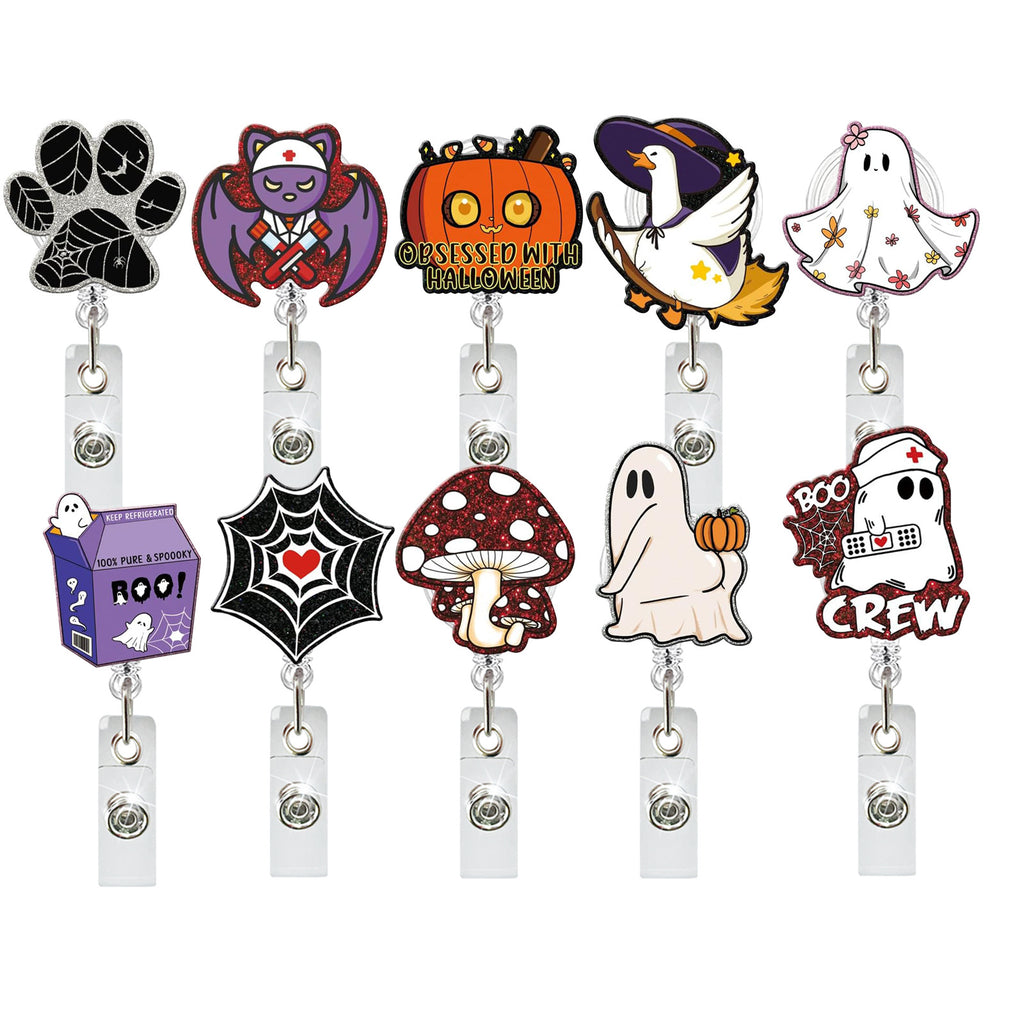Boo Boo Crew Acrylic Halloween Ghost Spider Web Pumpkin Skull Crocodile Clip Easy To Pull Buckle