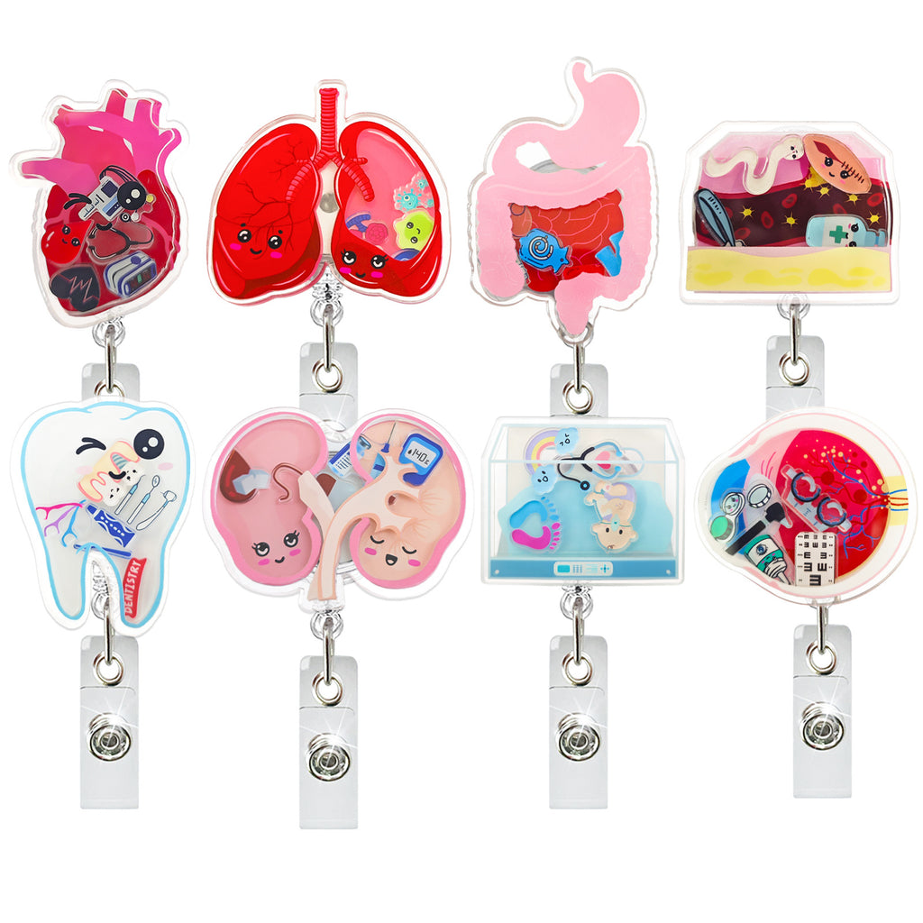 Cross-Border Shake Quicksand Acrylic Badge Scroll Retractable Clip Mobile Pendant Easy To Pull Id Gift