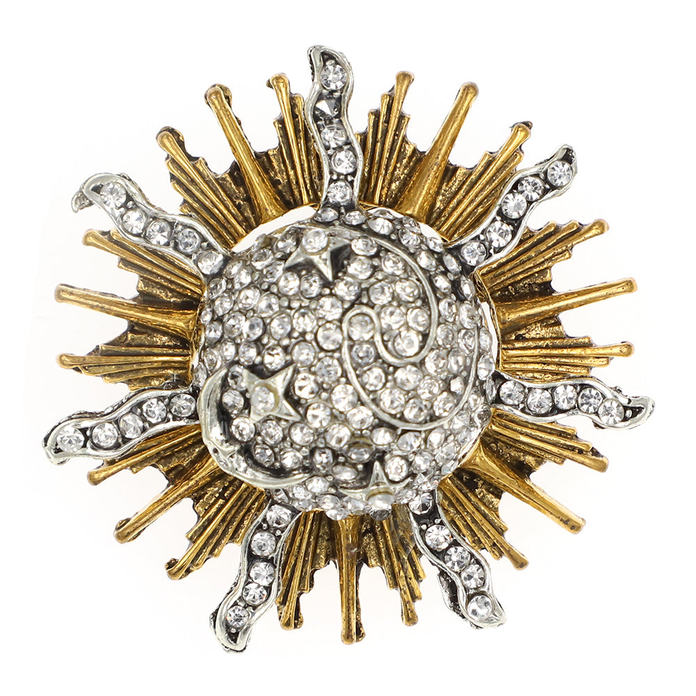 Rhinestone Sun God Brooch