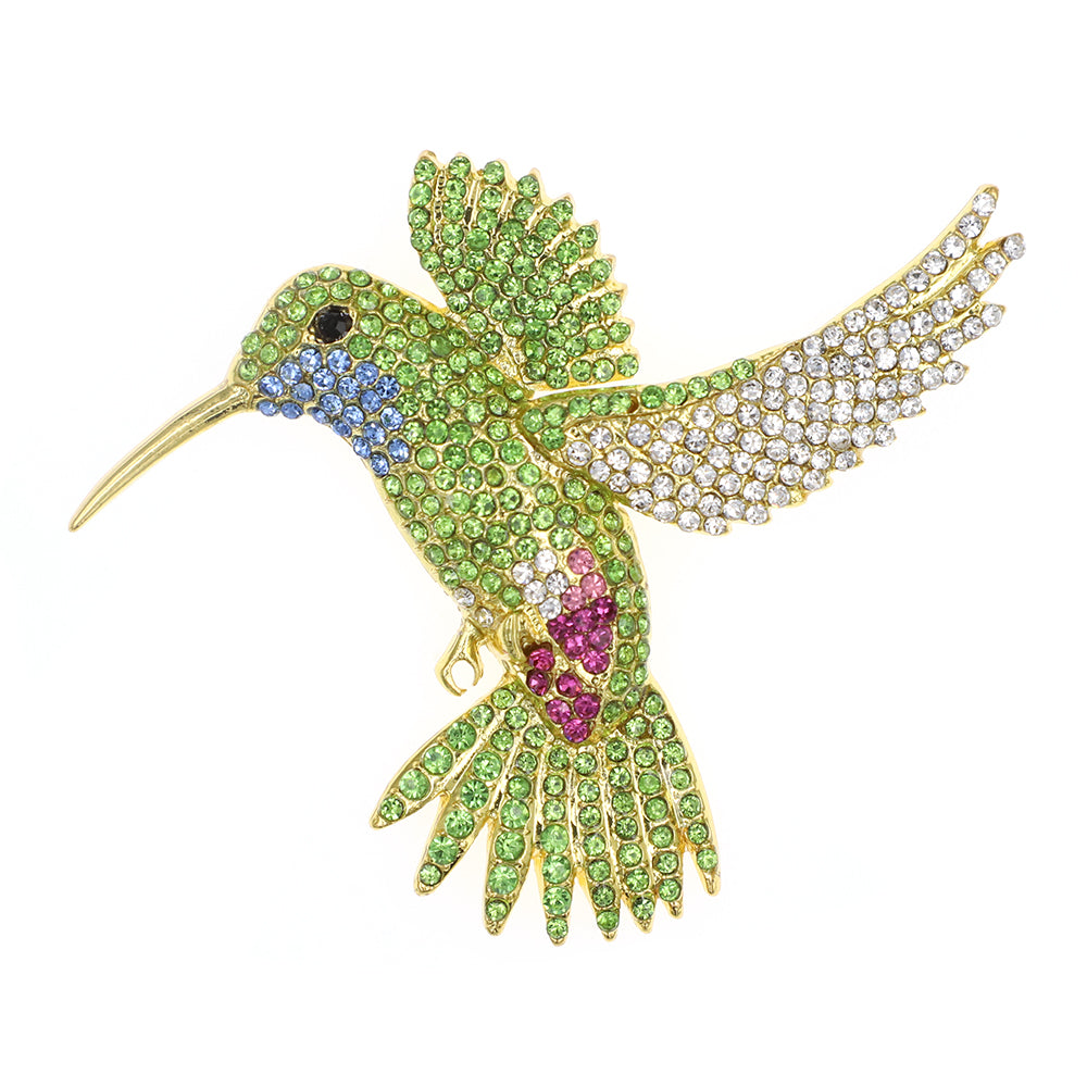 Rhinestone Hummingbird Brooch