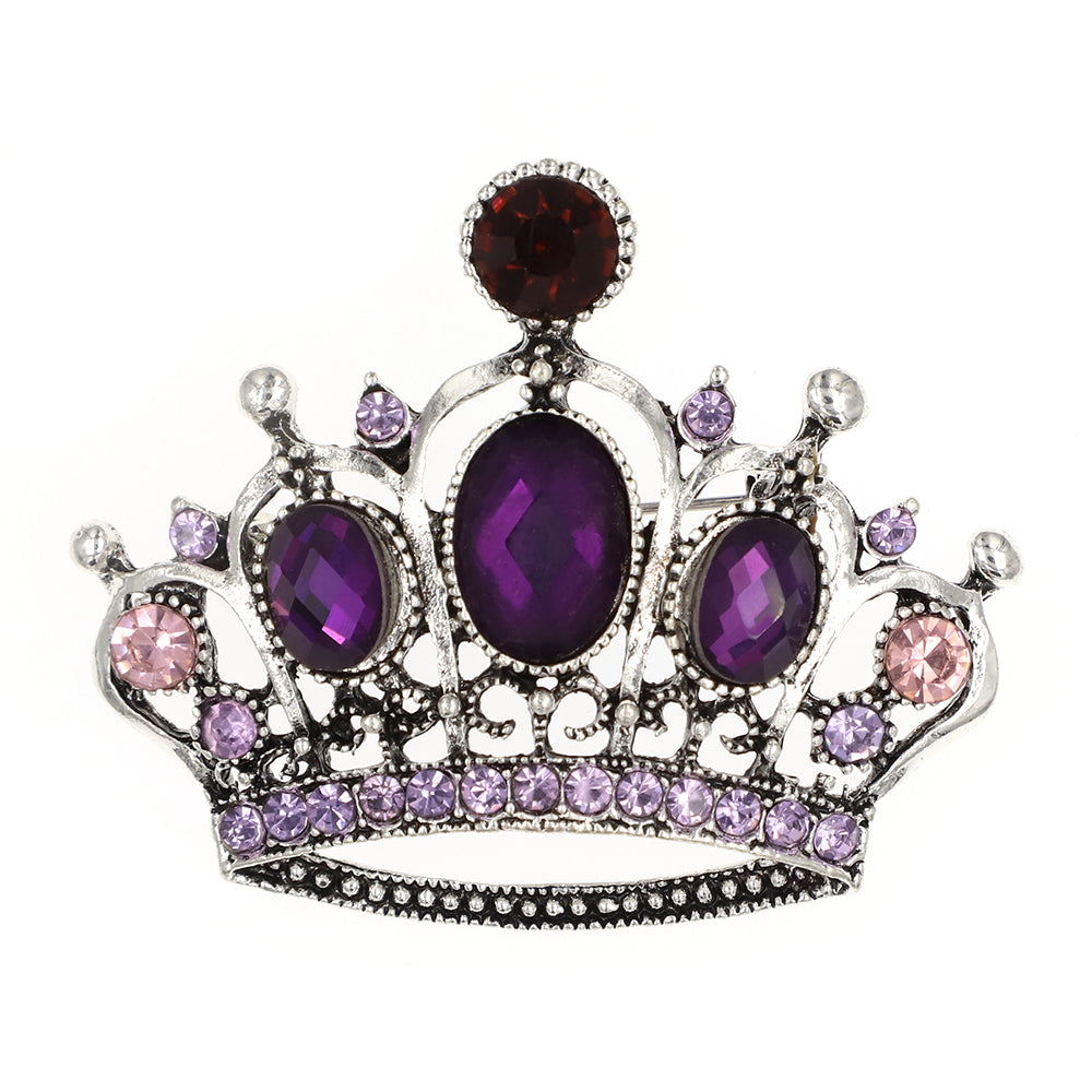 Rhinestone Crown Brooch