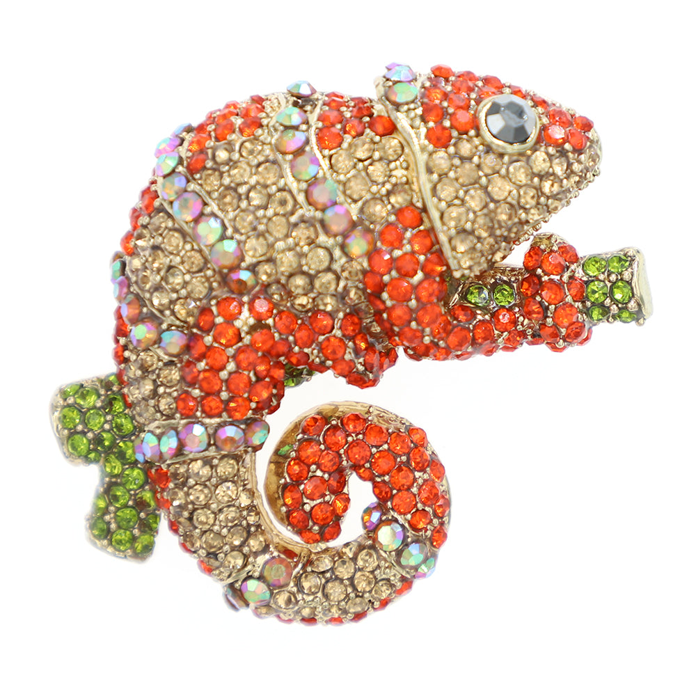 Fashion Rhinestone Chameleon Brooch