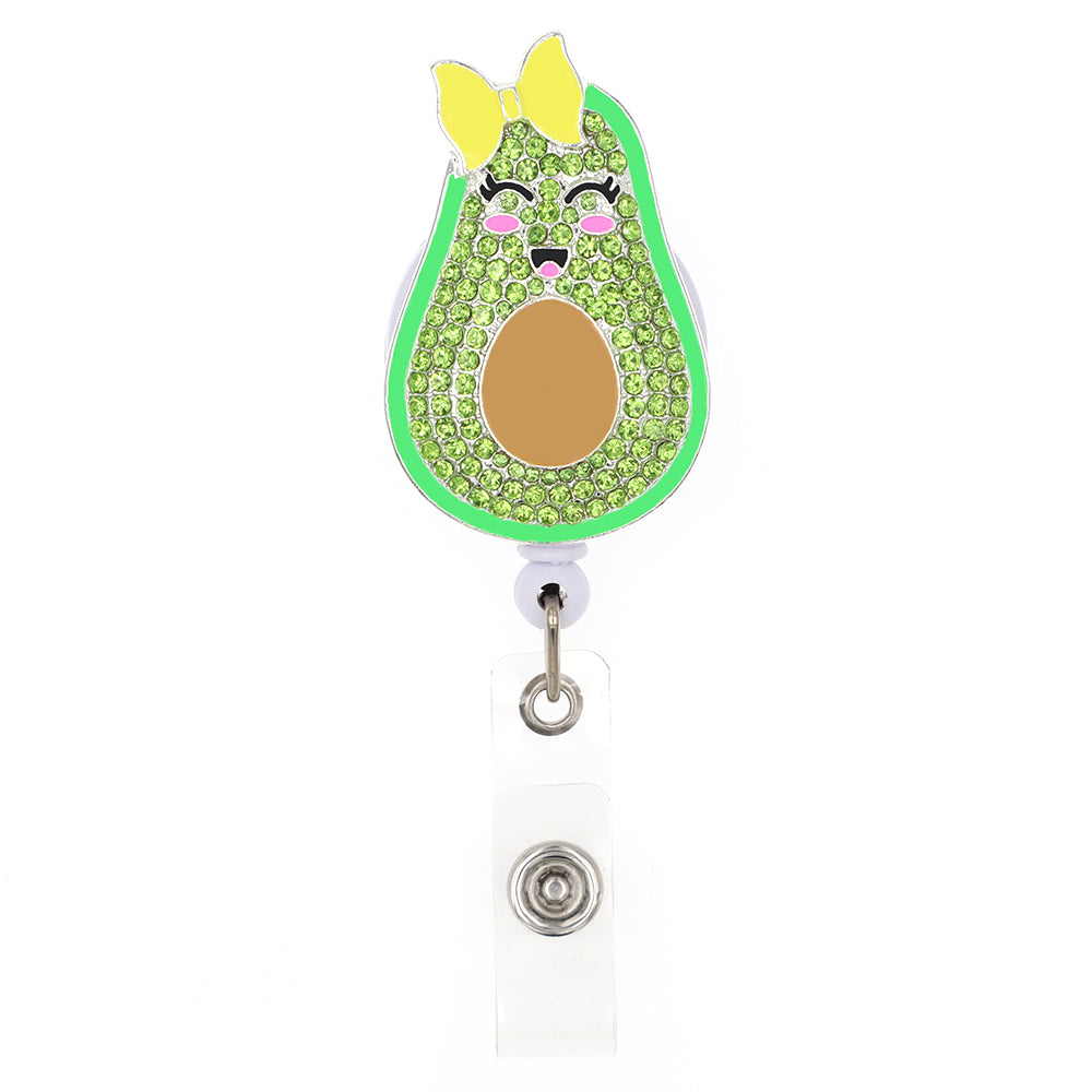 Rhinestone Avocado Badge Reel