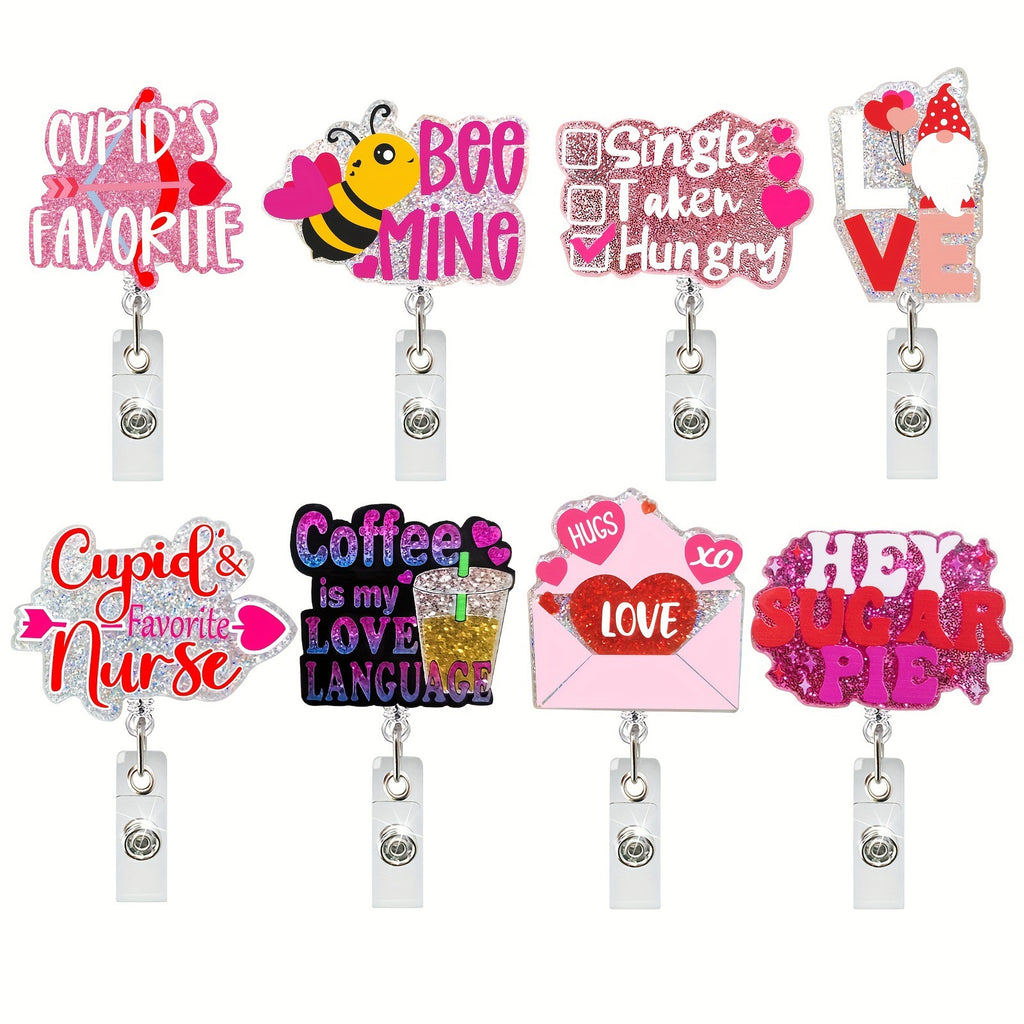 Acrylic Badge Reel New Hot Selling Valentine's Day Acrylic Medical Retractable Clip Easy To Pull Buckle Easy To Pull Id Buckle Badge Scroll Gift